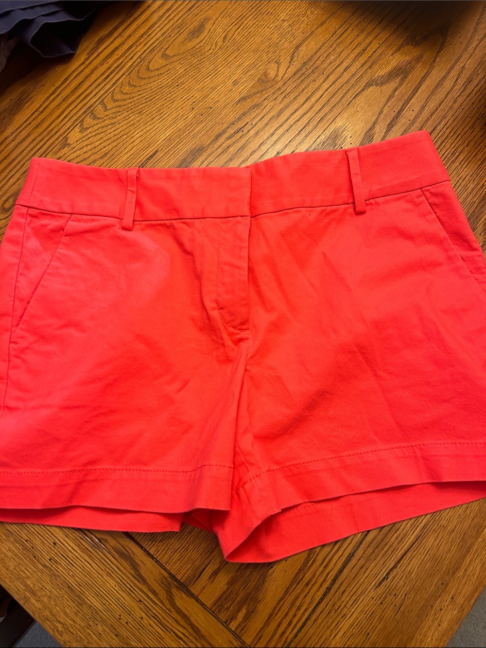 LOFT Bright Coral Red High-Rise Bermuda Shorts